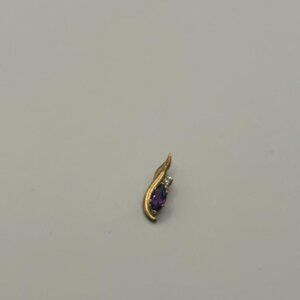 Lab Created Amethyst Pendant with Rhinestone Accents Gold Plated Sterling Silver